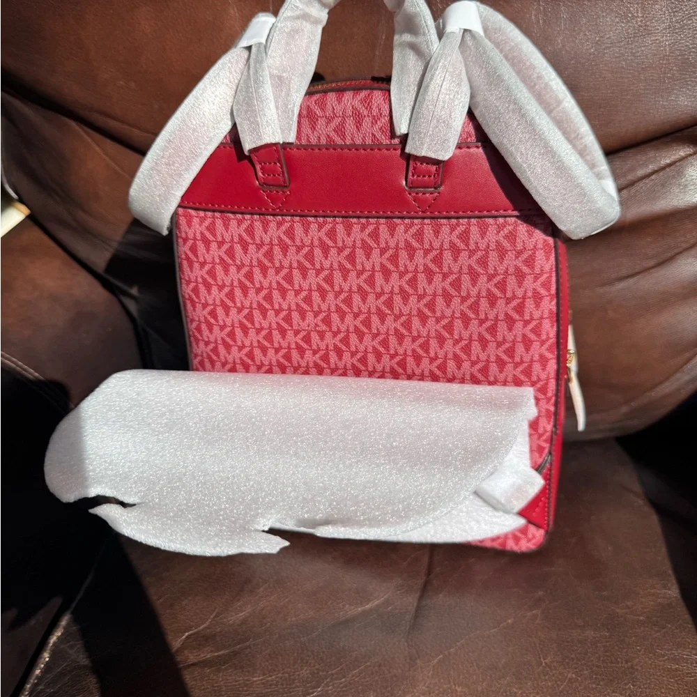 Michael Kors Burgundy Logo Backpack - Picture 2 of 2